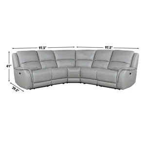 Alexandria 5-Piece Power Leather Reclining Sectional(Lrt,act,wt,art,rrt), Stone