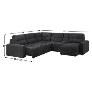 Snyder Black 6-Piece Reclining Sectional