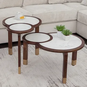 Oormi White Marble Inlay Cocktail Table