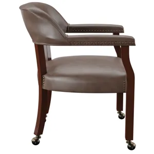 Tournament Arm Chair W/Casters, Brown