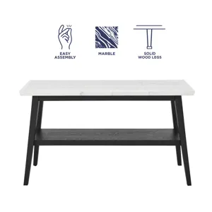 Vida-Black White Marble Top Sofa Table