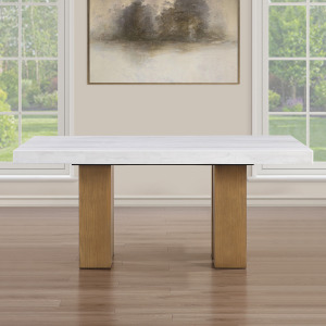 Artemis Tan 70in White Marble Dining Tab Dining Table