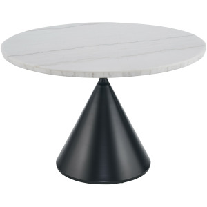 Conrad 48&Prime;white Marble Top Table With Black Conical Base
