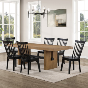Aubrey Brown Rectangle Table And 6 Vaughn Black