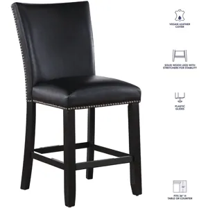 Artemis 5PC 54x54? White Marble Counter w Blk PU Chairs Dining Set