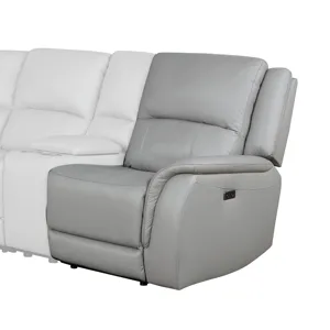 Alexandria Leather Power Right-Arm-Facing Recliner With USB Port, Stone