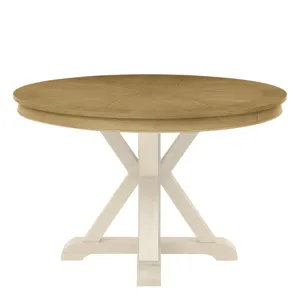 Rylie Round Counter Table Top W/4 Drawers, Natural Finish