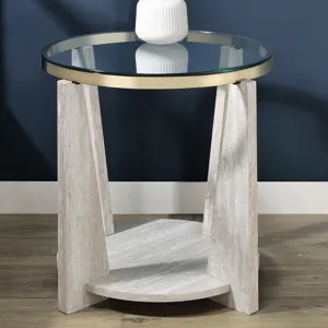 Wanda 24″ Round Glass Top End Table