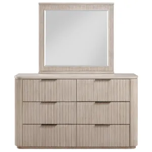 Henry 6-Drawer Dresser And Mirror, Tan Finish