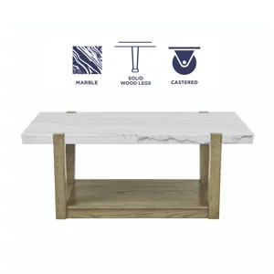 Perth White Marble Cocktail Table With Casters