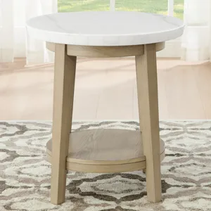 Vida White Marble Top Round End Table