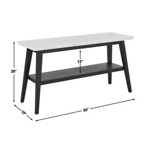 Vida-Black White Marble Top Sofa Table