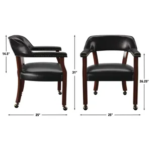 Tournament Arm Chair W/Casters, Black