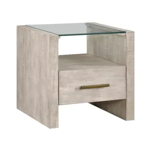 Garland Glass Top End Table, Blonde Finish
