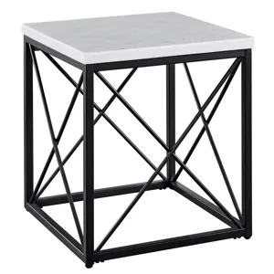 Skyler White Marble Top Square End Table