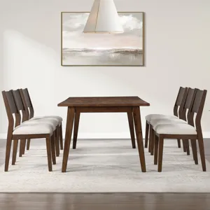 Canton 72" Solid Wood Dining Table, 6 Side Chairs