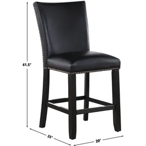 Artemis 5PC 54x54? White Marble Counter w Blk PU Chairs Dining Set