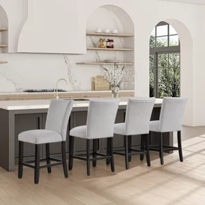 Artemis Gray Chenille Counter Chair