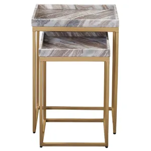 Chantel Brown Marble Top Nesting Tables