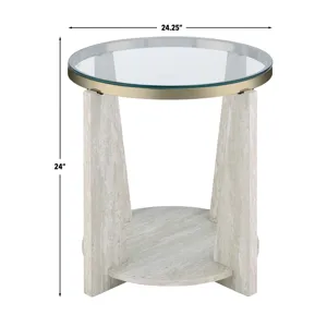 Wanda 3-Piece Glass Top Table Set With Castered Coffee Table