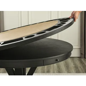 Rylie 48-Inch Round Counter Table Top With 4 Drawers, Black Finish