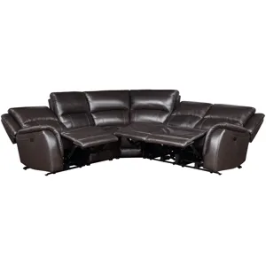 Alexandria 5-Piece Dual-Power Leather Reclining Sectional, Chocolate