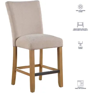 Artemis White Marble 5-Piece Counter Height Dining Set with Beige Chenille Chairs