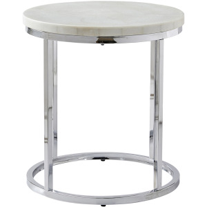Echo White Marble Top Round End Table