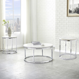 Echo White 3-Piece Marble Occasional Set