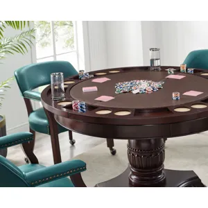 Tournament 5-Piece Dining Set with Brown Game Top and 4 Brown Arm Chairs