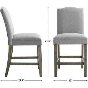 Grayson 6-Piece Marble Top Counter Height Dining Table Set with Gray Chairs and Bench