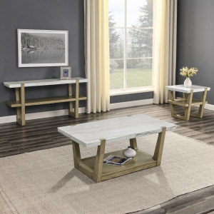 Perth White 3-Piece Marble Occasional Set