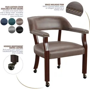 Tournament 5-Piece Dining Set with Brown Game Top and 4 Brown Arm Chairs