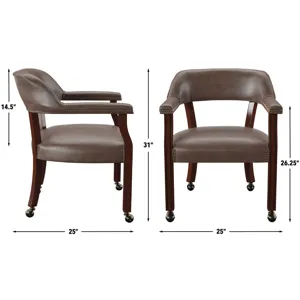 Tournament 5-Piece Dining Set with Brown Game Top and 4 Brown Arm Chairs