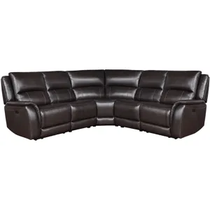 Alexandria 5-Piece Dual-Power Leather Reclining Sectional, Chocolate