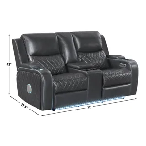 Luna Charcoal Power Console Loveseat