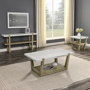 Perth White Marble Top Sofa Table
