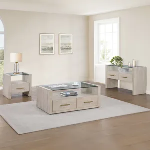 Garland Glass Top Sofa Table, Blonde Finish