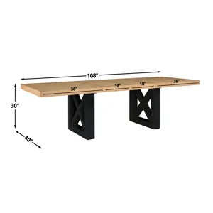 Magnolia 7-Piece Set, 72-108\" Dining Table W/2-18 Leaves, 6 Side Chairs, Black Base