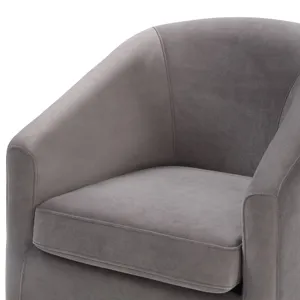 Arlo Upholstered Swivel Barrel Chair, Fog Velvet