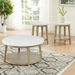 Vida White Marble Top Round End Table