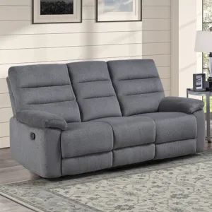 Cozy Gray Manual Recliner Sofa