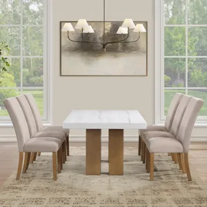 Artemis 70\" Rectangle White Marble Table, Tan