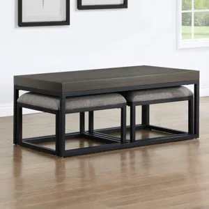 Yukon Rectangular Nesting Table With 2 Stools