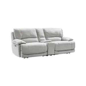 Olsen Silver Power Reclining Loveseat Sectional