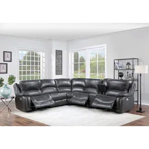 Denver Armless Leather Sectional Chair, Charcoal