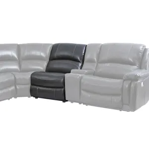 Denver Dual-Power Leather Armless Recliner, Charcoal