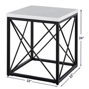 Skyler White Marble Top Square End Table