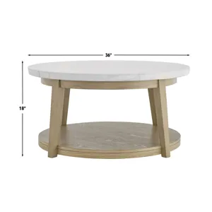 Vida White Marble Top Round Cocktail Table