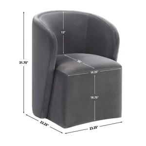 Annie Gray Velvet Barrel Chair W/Casters